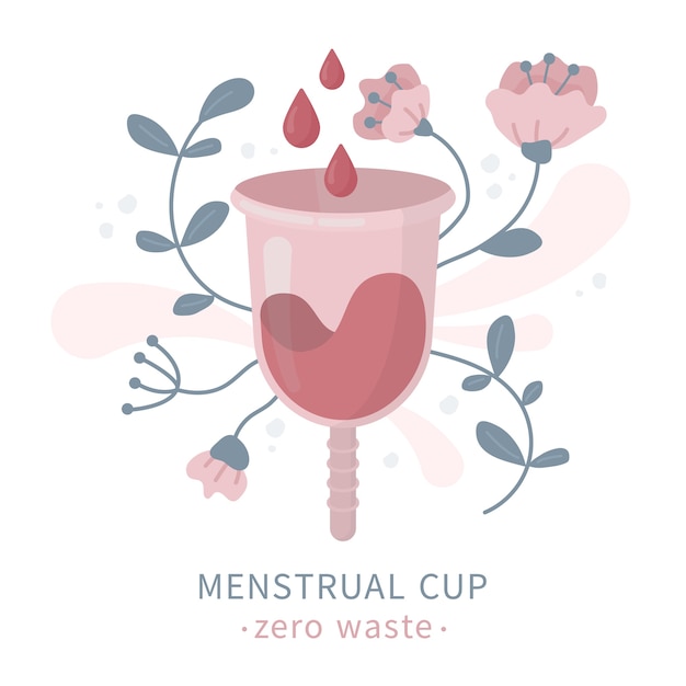 Menstrual cup in flowers during period and menstruation