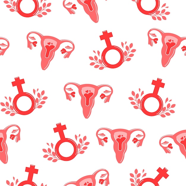 생리 기간 개념 자궁과 성별 기호 제로 폐기물 기간과 원활한 패턴