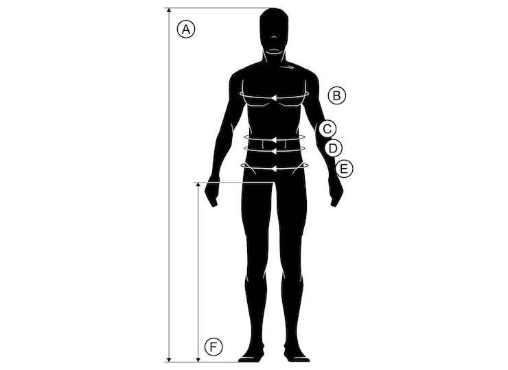 Vector menswear apparel size chart vector diagram