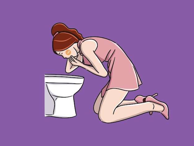 Mental disorder bulimia woman vomit herself near toilet depression concept