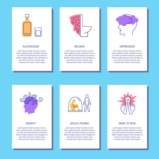 Vector mental disorder flyer templates set