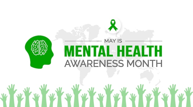 Vettore sfondo del mese della consapevolezza della salute mentale o modello di progettazione di banner celebrato a maggio