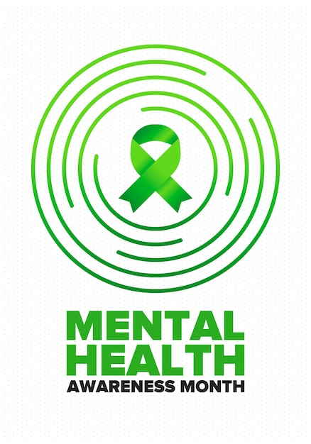 Mental health awareness month raising awareness of mental health medical and healthcare vector
