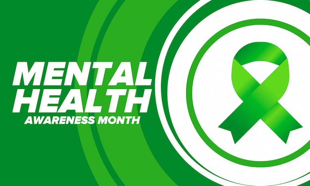 Mental health awareness month raising awareness of mental health medical and healthcare vector