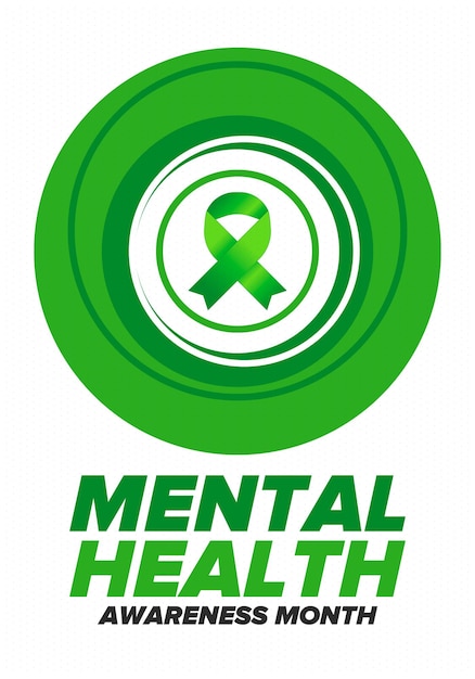 Mental Health Awareness Month Raising awareness of mental health Medical and healthcare Vector