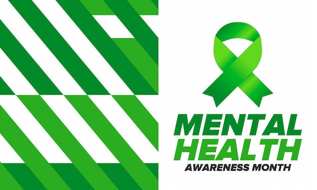 Mental Health Awareness Month Raising awareness of mental health Medical and healthcare Vector