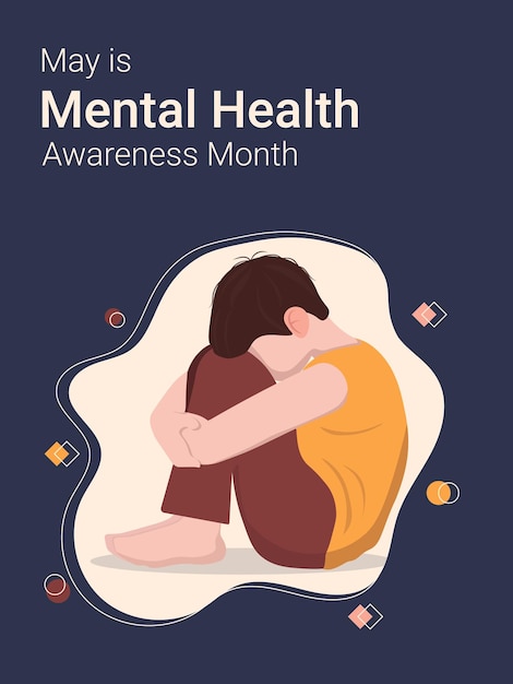 Vector mental health awareness month with boy