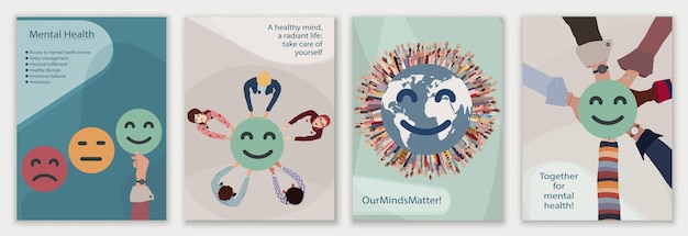 Mental health brochure template Campaign World mental health day OurMindsMatter Poster banner