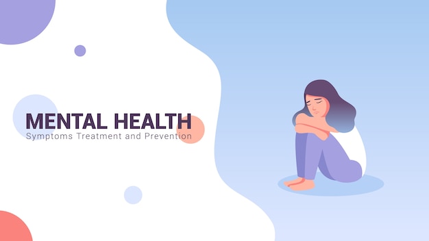 Mental health concept banner vector illustration