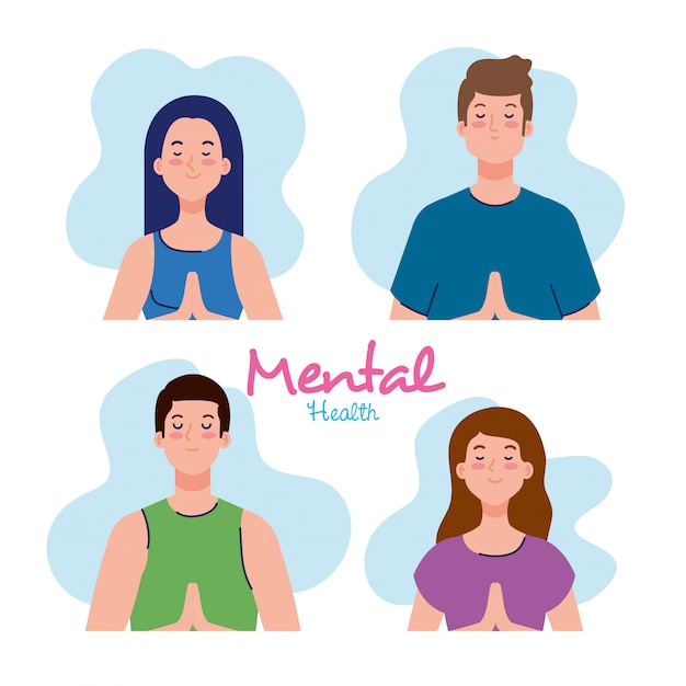 Mental health concept, people with healthy mind illustration design