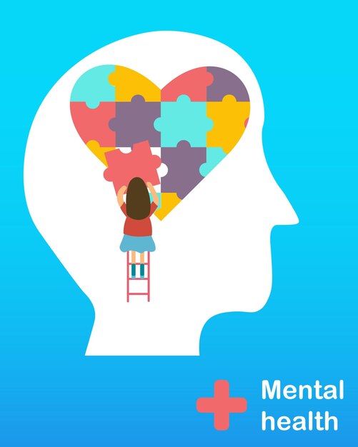 Mental health concept vector banner illustration