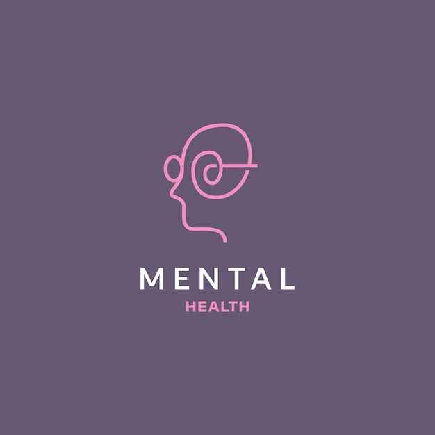 Vettore logo monoline per la salute mentale della figura umana