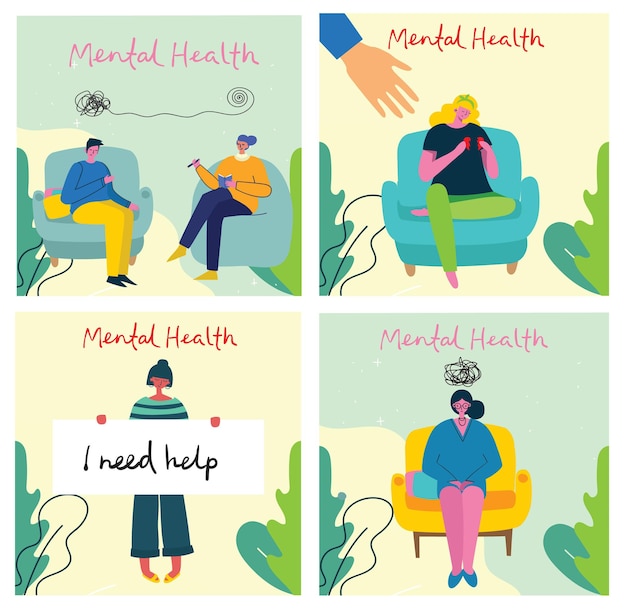 Mental health illustration concepts