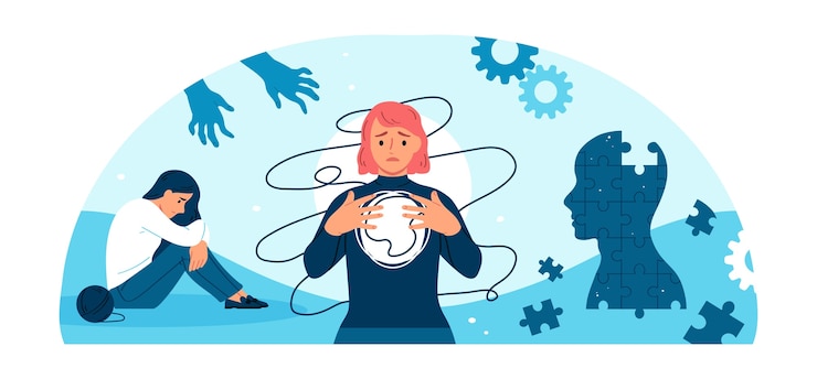 वेक्टर mental health illustration in flat style