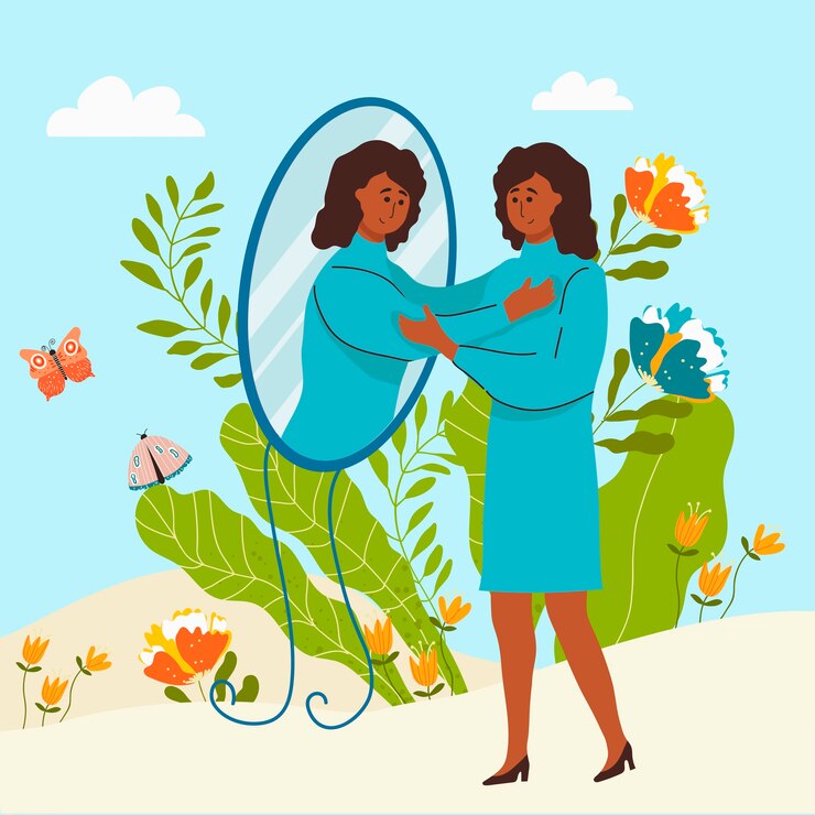 Vector mental health illustration in hand drawn style