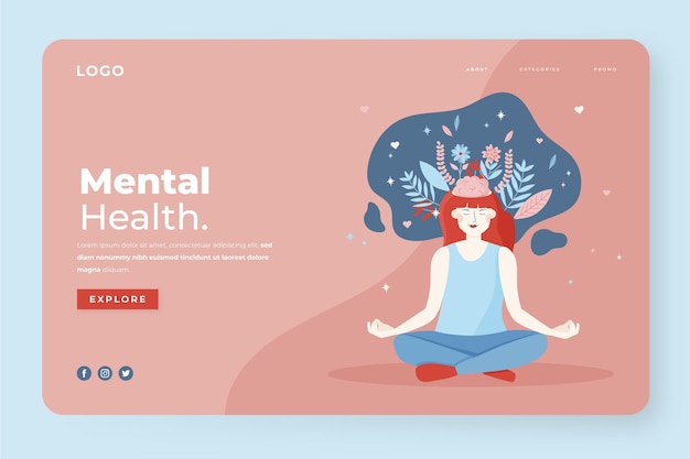 Vector mental health landing page template