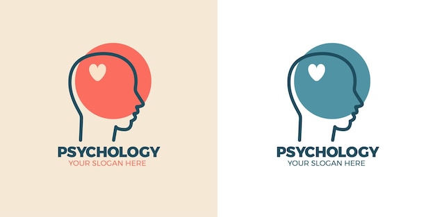 Mental health logo design Psychology Logo concept Human head with heart love