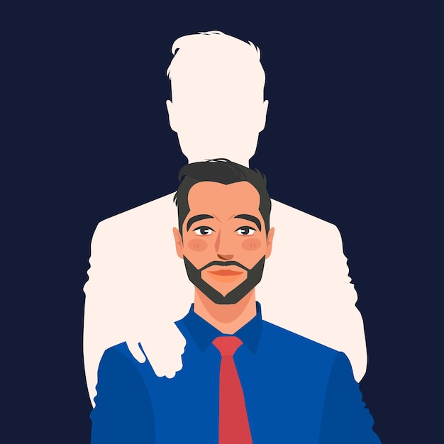mental health man depression sad in flat illustration