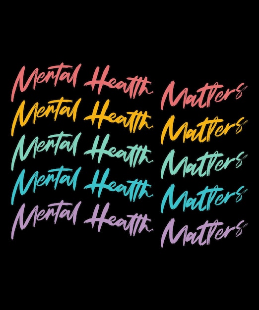 Mental health matters sunflower hand lettering quote psychology awareness handwritten design