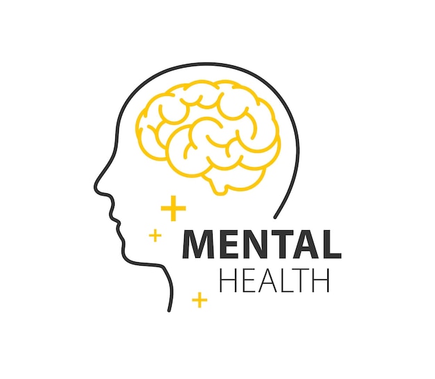 Mental health outline vector illustration