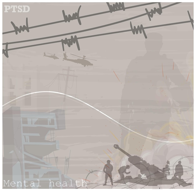 mental health and post traumatic syndrome concept illustration