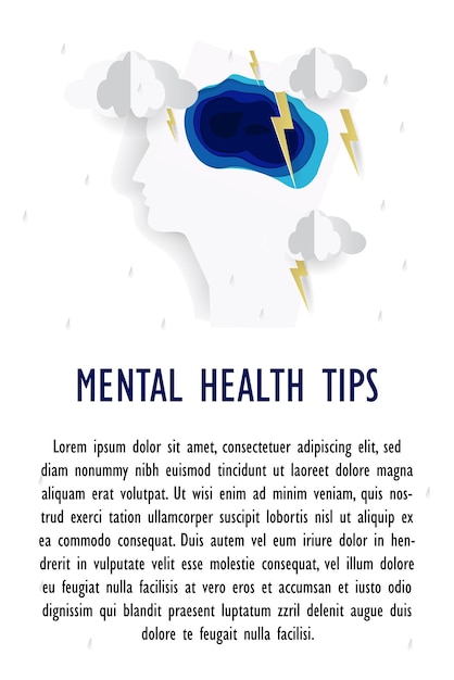 Плакат о психическом здоровье в бумажном стиле Бизнес-концепция Векторная иллюстрация
