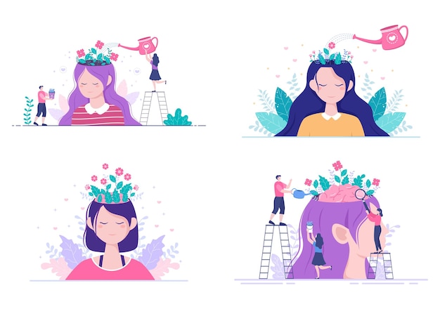 Mental Health Psychology Flat Illustration