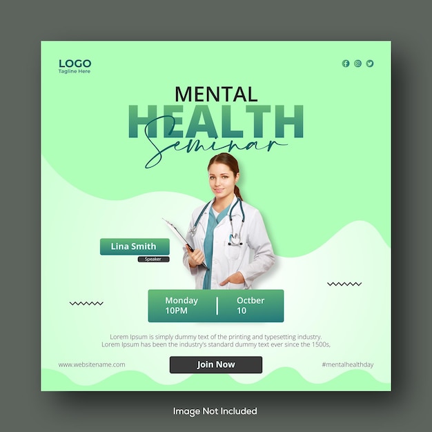 Mental Health Seminar Social Media Post Banner Template