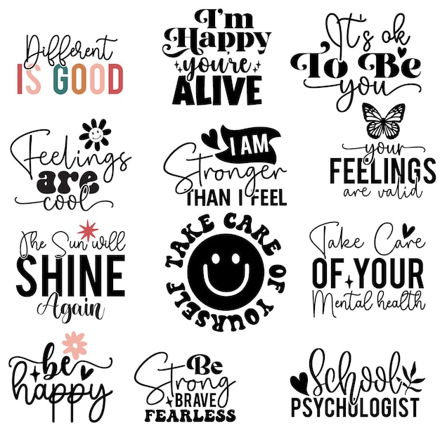 Vector mental health svg design template