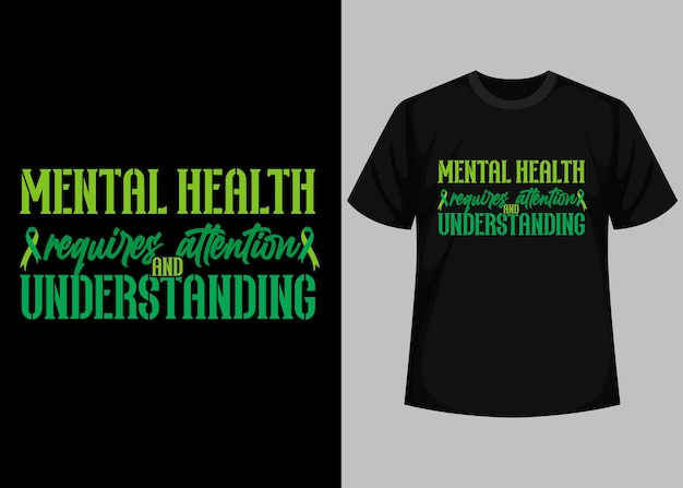Дизайн футболки с типографикой психического здоровья