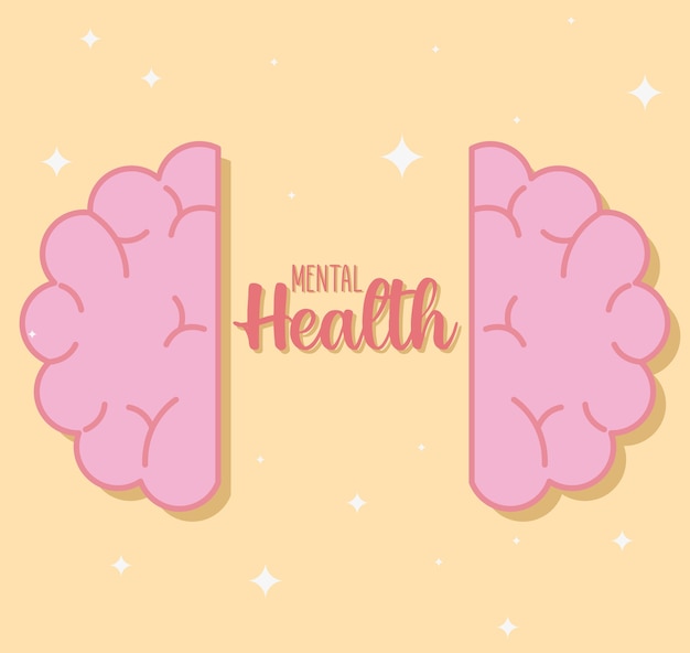 Mental health with brain icon of mind and human theme