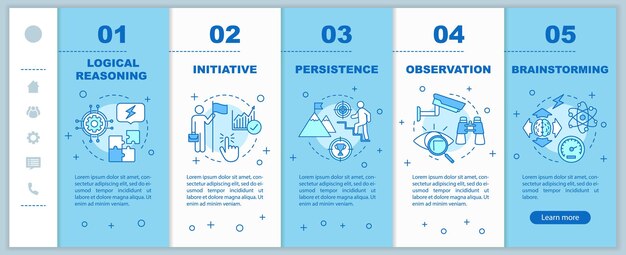 Mental skills onboarding mobile web pages vector template