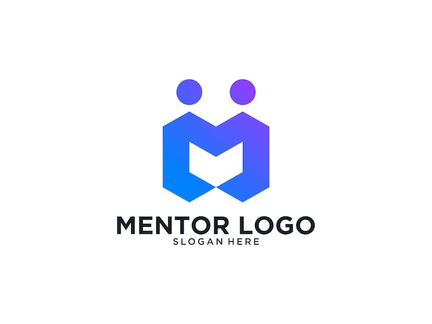 Mentor mensen met monogram letter M logo-ontwerp