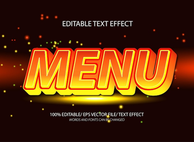 Menu 3d tekstontwerp bewerkbaar