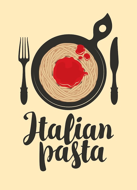 Vettore banner del menu con scritta pasta italiana