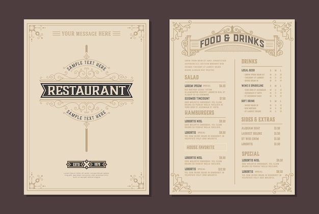 Modello di brochure del menu e logo del ristorante.