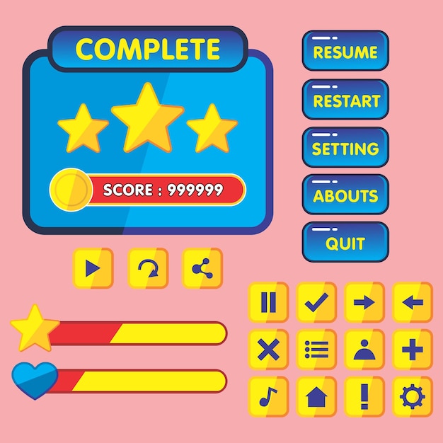 Menu button game template gui kit