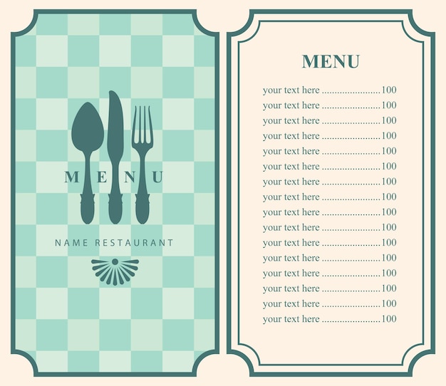 Menu for cafe with cutlery