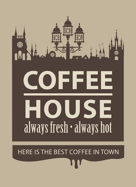 menu for coffee house with old town picture