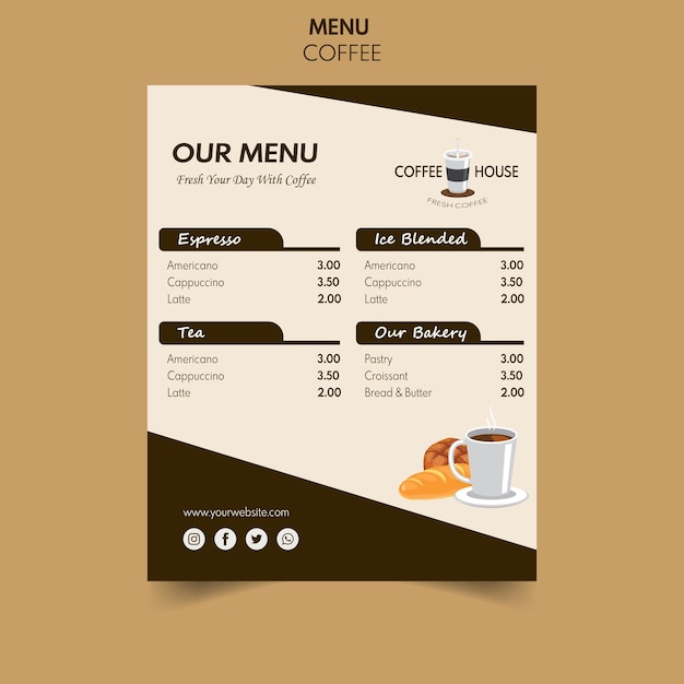 Menu coffee template