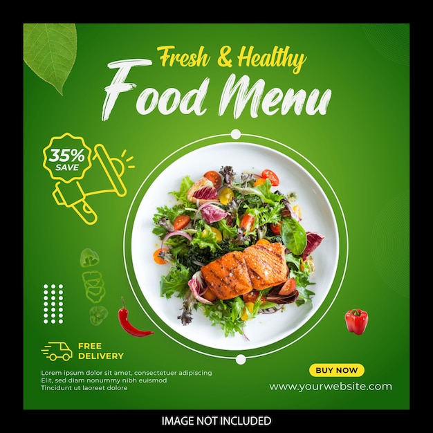 Menu delicious and food menu social media banner template
