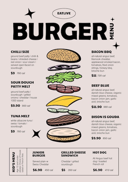 Vector menu design ready to print