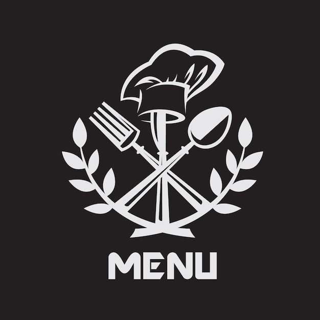 Menu design con forchetta coltello e cucchiaio