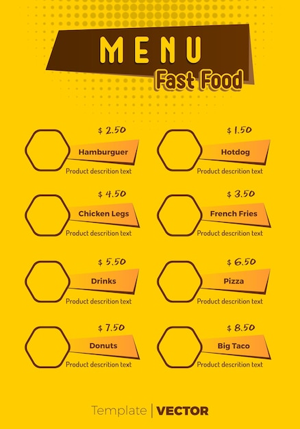 Vector menu fastfood winkel vector