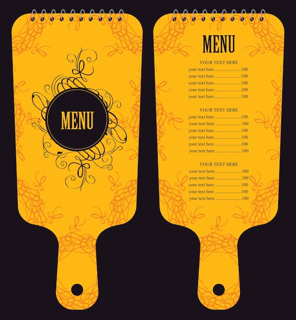 menu in form of cutting board