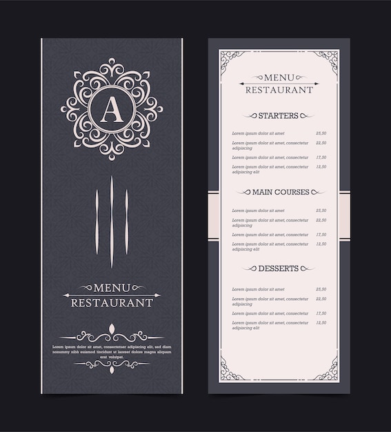 Menu-indeling met decoratieve elementen