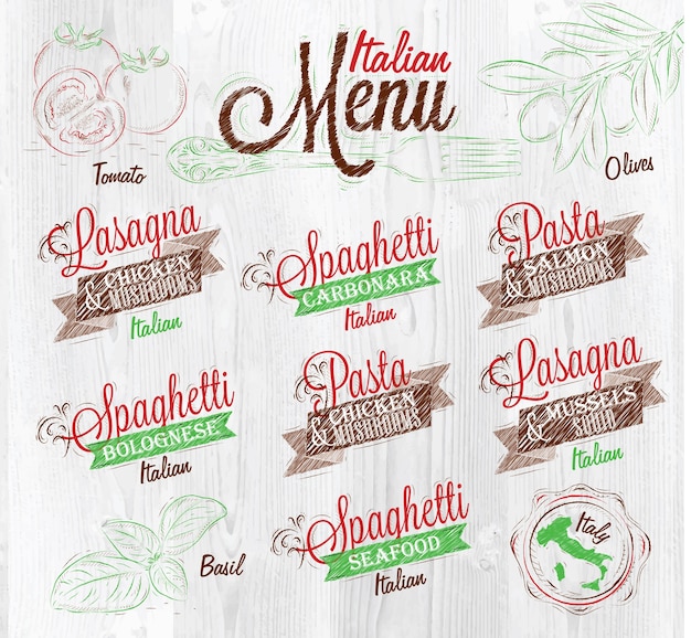 Menu italian wood