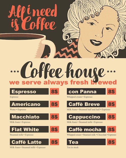 Menu koffiehuis