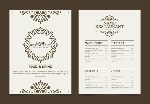 Menu lay-out met ornamentele elementen
