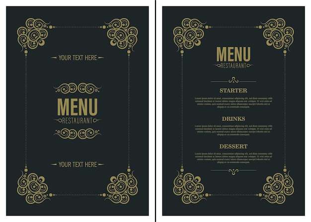 menu layout with ornamental elements